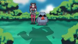  animated ass breasts brown_hair cameltoe coin dazed dialogue empty_eyes expressionless femsub glowing_eyes hair_ribbon heart_eyes hypno large_ass large_breasts long_hair markbox nintendo pantyhose pendulum pokeball pokemon pokemon_(creature) pokemon_omega_ruby_and_alpha_sapphire ring_eyes roxanne skirt standing symbol_in_eyes text twintails uniform upskirt video 