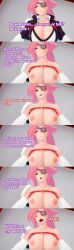  absurdres baiken breasts brown_eyes closed_eyes dialogue english_text eyepatch femsub guilty_gear long_hair maledom nipples nude open_mouth pink_hair scar text tomboyfreezewinter 
