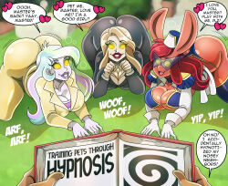 accidental_hypnosis animal_ears bunny_girl eliza_(averyshadydolphin) equestria_girls femsub happy_trance milf my_little_pony original pet_play pov princess_celestia principal_celestia speech_bubble spiral_eyes text wendy_pantagnes zorro-zero