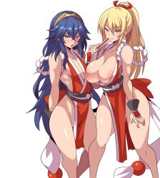 blonde_hair blue_hair blush breasts cleavage cosplay dazed female_only femsub fire_emblem fire_emblem_awakening happy_trance icontrol_(manipper) king_of_fighters konno_tohiro large_breasts long_hair looking_at_viewer lucina mai_shiranui manip metroid_(series) mole multiple_girls multiple_subs nintendo open_mouth ponytail princess samus_aran small_breasts smile spiral_eyes super_smash_bros. symbol_in_eyes white_background