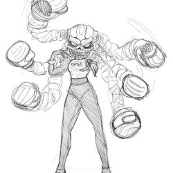  arms artist_request greyscale hedlok nintendo open_mouth twintelle 