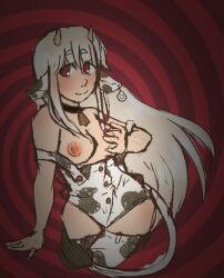 breasts cow_girl female_only femdom horns hucow hypnotic_breasts lollipopfiasco long_hair looking_at_viewer pov spiral spiral_eyes symbol_in_eyes white_hair