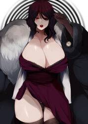 blood bra breasts cleavage dress femdom fur_coat huge_breasts hypnotic_breasts lace large_breasts large_hips lipstick long_nails makeup milf nail_polish original panties pekpekoni pendulum pocket_watch red_eyes red_hair spiral spiral_background thick_thighs thighhighs thighs underwear vampire white_skin