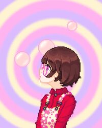  animated animated_gif annie_(fabius) black_eyes brown_hair bubble closed_eyes consensual drool fabius femsub freckles glasses open_mouth original pixel_art shirt short_hair simple_background sleeping speech_bubble spiral_background text 