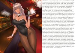 bipp_(manipper) breasts bunny_ears bunnysuit caption caption_only cuffs damegane femdom grey_hair large_breasts looking_at_viewer male_pov manip orgasm_command pantyhose pov pov_sub text tray waitress yellow_eyes 