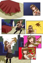  androgynous_dom brown_eyes brown_hair clothed comic crossover femsub harry_potter_(series) hermione_granger hypnotic_mask living_costume long_hair mask mask_of_loki mirror non-binary_dom onyxsteelgray1213 open_mouth resisting scared school_uniform sweat table the_mask tiotonyredgrave 
