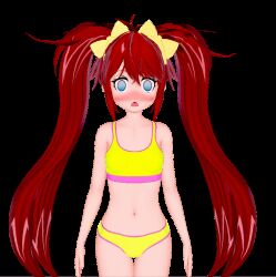  3d animated animated_gif blush breasts empty_eyes female_only femsub karma-x open_mouth original panties red_hair twintails underwear 
