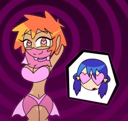 aged_up blue_eyes choker cleavage crop_top dancer dawn eyebrows_visible_through_hair female_only female_pov femdom femsub gradient_background harem_outfit heart_eyes hypnoscream love lovey-dovey_lingerie navel open_mouth orange_hair panties pokemon pokemon_(anime) pokemon_diamond_pearl_and_platinum pov_sub purple_background ring_background seductive_smile see-through shiny_skin skirt smirk symbol_in_eyes tan_skin thick_thighs thighs veil yuri zoey_(pokemon)