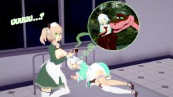 3d breasts brown_hair disney femsub ghost hypnotic_eyes kaa kaa_eyes koikatsu! maledom mint_fantome nimi_nightmare nurse snake text thatguysly the_jungle_book virtual_youtuber white_hair