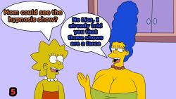 alezgamerxd breasts comic dialogue female_only femsub large_breasts lisa_simpson marge_simpson text the_simpsons yellow_skin