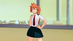 3d airmotor animated asymmetrical_eyelids clothed confused dazed dress_shirt eye_roll female_only femsub green_eyes green_hair hand_on_hip hand_wave itsuka_kendo kneehighs mannequin mmd multiple_girls multiple_subs my_hero_academia open_mouth orange_hair petrification ponytail posed posing school_uniform setsuna_tokage shirt shorts side_ponytail skirt standing statue surprised tie video white_eyes whitewash_eyes