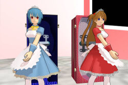  3d asuka_langley_soryu blue_hair doll empty_eyes femsub hypnotized_walking long_hair maid neon_genesis_evangelion orange_hair rei_ayanami short_hair silverkazeninja 