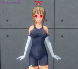 3d antenna breasts brown_hair custom_maid_3d_2 female_only fembot femsub glowing glowing_eyes grey_background hypnolordx large_breasts long_hair ms._may_(hypnolordx) ponytail red_eyes signature standing standing_at_attention tech_control
