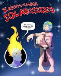 barefoot breasts dialogue dina-m earth-chan femsub humor large_breasts maledom original personification short_hair solaris_(zombifier) text zombie_walk