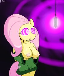 breasts crystal dazed dr._chaos erect_nipples female_only femsub fluttershy furry glowing glowing_eyes holding_breasts horse_girl large_breasts long_hair my_little_pony open_clothes open_mouth pegasus_girl pendulum pink_hair ring_eyes sweater wings