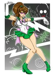 antenna blush breasts brown_hair dateless expressionless femsub glowing glowing_eyes hypnotic_accessory large_breasts long_hair maledom open_mouth ponytail professor_tomoe remote_control ring_eyes sailor_jupiter sailor_moon_(series) tech_control