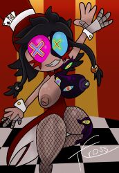 alternate_costume black_hair breasts corruption cyn_(murder_drones) magician multicolored_eyes murder_drones robot_girl tcross the_amazing_digital_circus