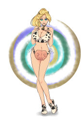 absurdres annabeth_chase bikini blonde_hair breasts cow_girl cowbell female_only femsub happy_trance horns large_breasts monster_girl percy_jackson_&amp;_the_olympians pink_hair ring_eyes sneakers sweetlittleneko symbol_in_eyes udders