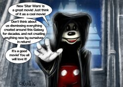 cloak cyberii disney humor jedi_mind_trick looking_at_viewer male_only mickey_mouse open_mouth star_wars text