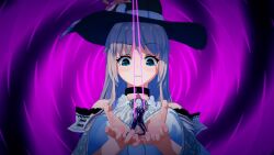 3d absurdres bangs blue_eyes bodysuit character_request evil_smile eyeshadow female_only femdom femsub gelsonias genshin_impact glowing_eyes hair_ornament hat huge_breasts kneeling koikatsu! latex lipstick long_hair makeup nail_polish open_mouth original pink_eyes pink_lipstick puppet rubber skirk_(genshin_impact) smile tight_clothing tongue tongue_out very_long_hair white_hair