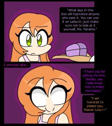 accidental_hypnosis code_geass dialogue femsub green_eyes happy_trance hypnoscream hypnotic_object instant_loss long_hair orange_hair shirley_fenette smile text whitewash_eyes