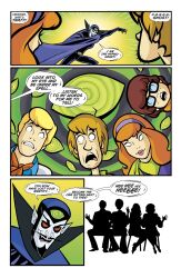 blonde_hair brown_hair comic daphne_blake dc_comics empty_eyes femsub freckles fred_jones glasses maledom malesub open_mouth red_hair scooby-doo scooby-doo_(series) shaggy_rogers super_hero text velma_dinkley western