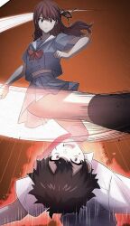  artist_request aura character_request clothed empty_eyes expressionless femsub long_hair navel official rental_effort school_uniform screenshot short_hair tagme violence 