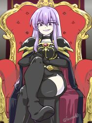  alternate_costume boots cape chair choker collar corruption crossed_legs crystal evil_smile femsub fire_emblem fire_emblem_genealogy_of_the_holy_war gloves happy_trance julia_(fire_emblem) lipstick long_hair loptous_(fire_emblem) maledom nintendo opera_gloves possession purple_hair red_eyes shoulder_pads sitting smile smug thick_thighs thigh_boots thighs watermark yukia_(firstaid0) 