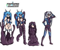 bottomless breasts comic corruption empty_eyes evil_smile femsub gloves gonna_be_the_twin-tail!! idpet latex opera_gloves slime smile tail_blue tentacles thighhighs transformation twintails