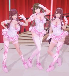  3d before_and_after belt boots bow breasts brown_eyes brown_hair choker cleavage collar custom_maid_3d_2 dfish303 dress earrings female_only femsub gloves high_heels long_hair looking_at_viewer magical_girl multiple_girls open_mouth original posing sex smile standing thighhighs v vaginal 