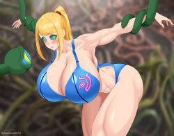 blonde_hair deepspaceart expressionless female_only femsub kaa_eyes large_breasts long_hair metroid_(series) nintendo ponytail samus_aran tagme