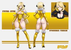 ass blonde_hair bzurrrf cynthia femsub happy_trance hypno large_breasts leotard long_hair pendulum pokemon