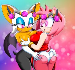  amy_rose bat_girl bat_wings breast_press breasts expressionless female_only femsub furry glowing glowing_eyes groping happy_trance hedgehog_girl hypnotic_accessory large_breasts multiple_girls open_mouth panties pink_hair rouge_the_bat short_hair smile sonic_boom sonic_the_hedgehog_(series) sub_on_sub symmetrical_docking tech_control theknight topless underwear white_hair wings yuri 
