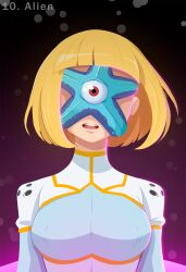 alien blonde_hair dc_comics disguised_hypnotist drool erect_nipples_under_clothes hypnovember original standing standing_at_attention starro tagme uniform