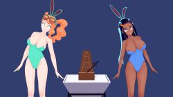  3d animated bunny_ears bunny_girl bunnysuit dark_skin earrings glasses glasses_on_head koikatsu! long_hair lunastra metronome multiple_subs nessa_(pokemon) nintendo orange_hair pokemon pokemon_sword_and_shield shrunken_irises sonia_(pokemon) swaying tick-tock_saying video 