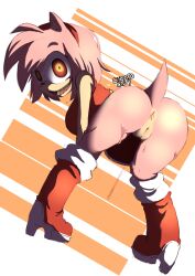  absurdres amy_rose anus ass boom_boo bottomless cheeso_art evil_smile femsub furry ghost hedgehog_girl multicolored_eyes no_panties pink_hair possession pussy pussy_juice red_dress ring_eyes sharp_teeth smile sonic_the_hedgehog_(series) upskirt 