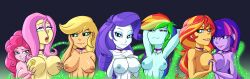  applejack bottomless breast_grab breast_press breasts collar discolored_nipples equestria_girls female_only femsub fluttershy glowing glowing_eyes groping happy_trance large_breasts long_hair magic multicolored_hair multiple_girls multiple_subs my_little_pony nipples nsfani nude pinkie_pie rainbow_dash rainbow_hair rarity straight-cut_bangs sunset_shimmer symmetrical_docking tongue tongue_out topless twilight_sparkle 