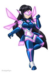  alicia_(aliciapendragon) armor black_hair bodysuit boots color drone femsub happy_trance large_breasts latex long_hair original signature simple_background spyralpyra tech_control valkyriepyra visor white_background white_skin wings 