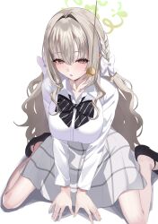  artist_request blue_archive empty_eyes expressionless femsub kneeling long_hair miyo_(blue_archive) pendulum school_uniform tagme 