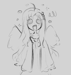 ahoge bird_girl dress drool female_only femsub filo grey_background happy_trance long_hair ribbon simple_background skecchyartist sketch spiral_eyes spiralwash_eyes the_rising_of_the_shield_hero wings