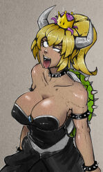 ahegao bowsette brain_drain breasts crossed_eyes crown drool eye_roll female_only femsub horns huge_breasts jewelry new_super_mario_bros._u_deluxe nintendo original parasite reliusmax shaverma17_(colorist) super_crown super_mario_bros. tongue tongue_out transformation