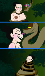  black_hair blush breasts chichi coils colorrings comic disney dragon_ball dragon_ball_z femsub hair_buns happy_trance kaa kaa_eyes laughing maledom milf nipples nude sleeping sleepy smile snake tail the_jungle_book tongue 