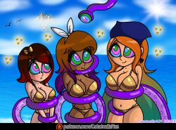  beach bikini bikini_bottom bikini_top blue_hair brown_hair catatouille101 femsub gold green_hair hypnotic_tentacle kaa_eyes long_hair multicolored_hair multiple_girls purple_hair red_hair short_hair spiral_eyes tagme tentacles 