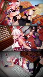 3d bottomless breasts corruption custom_maid_3d_2 dialogue empty_eyes female_only femdom femsub glowing glowing_eyes honkai_impact_3rd hypnotized_hypnotist large_breasts long_hair manip mind_break nude open_mouth smile tech_control text topless transformation voldar yae_sakura