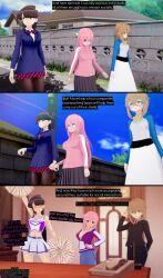  3d black_hair blue_eyes bocchi_the_rock! brown_eyes brown_hair business_suit cheerleader corporatification cyanstargazer empty_eyes femsub glasses happy_trance hitori_gotoh hypnotic_light koikatsu! komi_can't_communicate komi_shouko monika_everett multiple_girls multiple_subs pink_hair punk punkification secrets_of_the_silent_witch text 