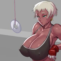  blue_eyes breasts cleavage coin earrings empty_eyes erect_nipples expressionless female_only femsub fingerless_gloves gloves jewelry large_breasts manip pendulum solo tiechonortheal_(manipper) white_hair 