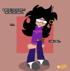  altered_perception amy_rose clothed cosplay femsub honeymakesart original pendulum red_eyes sarah_(needlem0use) simple_background sonic_the_hedgehog_(series) spiral_eyes text 