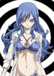  blue_hair breasts cleavage fairy_tail female_only femsub happy_trance hypnosex_(manipper) juvia_loxar large_breasts long_hair manip smile spiral spiral_eyes swimsuit symbol_in_eyes tattoo topless very_long_hair 