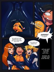 alex anus ass black_hair blonde_hair blue_eyes clover femsub green_eyes multiple_girls multiple_subs orange_hair pussy sam short_hair spacen&#039;cake symbiote text totally_spies