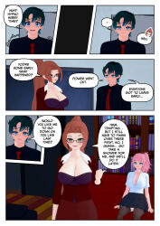 clothed comic crystal_(zko) femdom femsub green_eyes maledom mrs._erickson_(zko) open_clothes pink_hair pocket_watch ponytail rollb spiral_eyes text zko zombie_walk